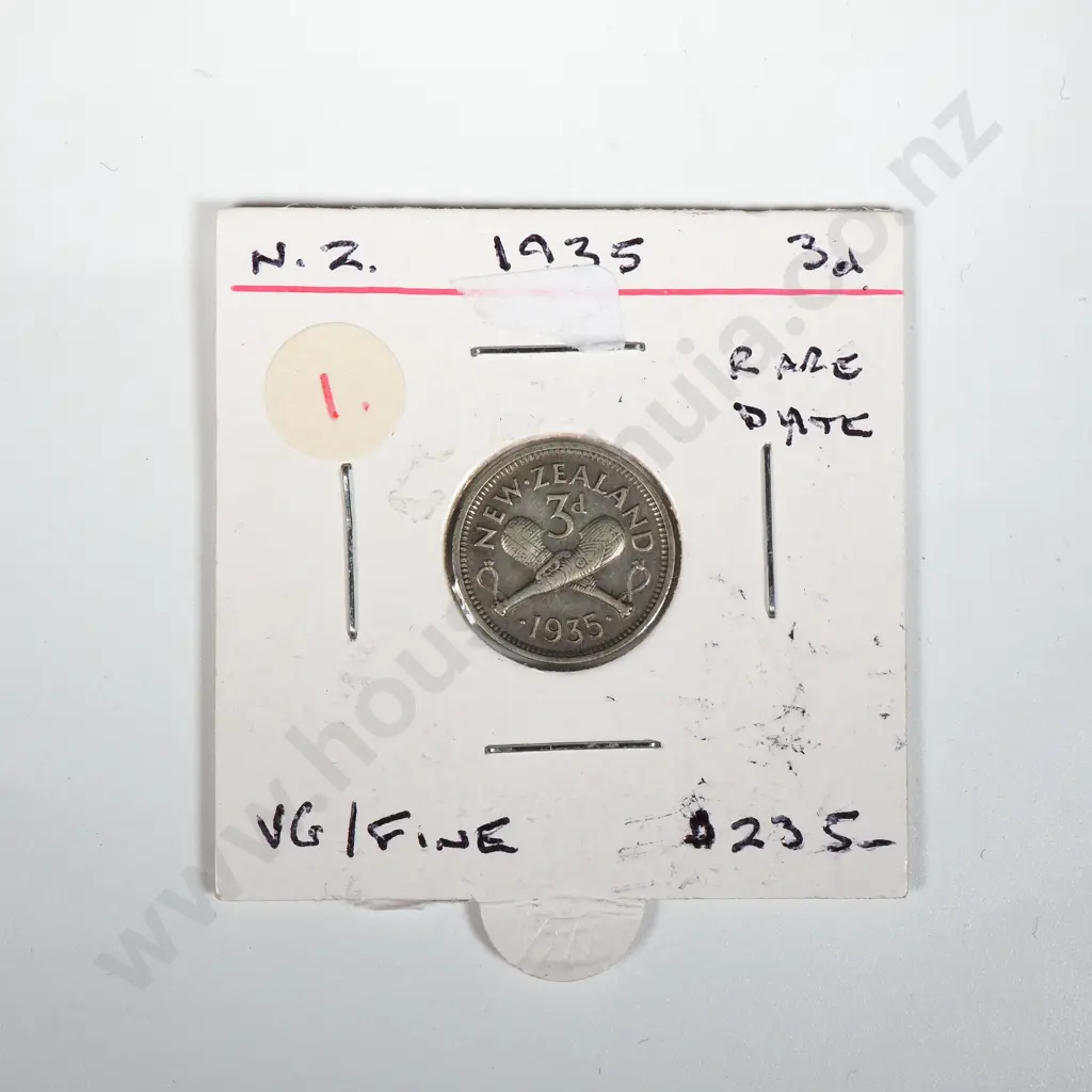 1935 New Zealand Threepence  Image 1++