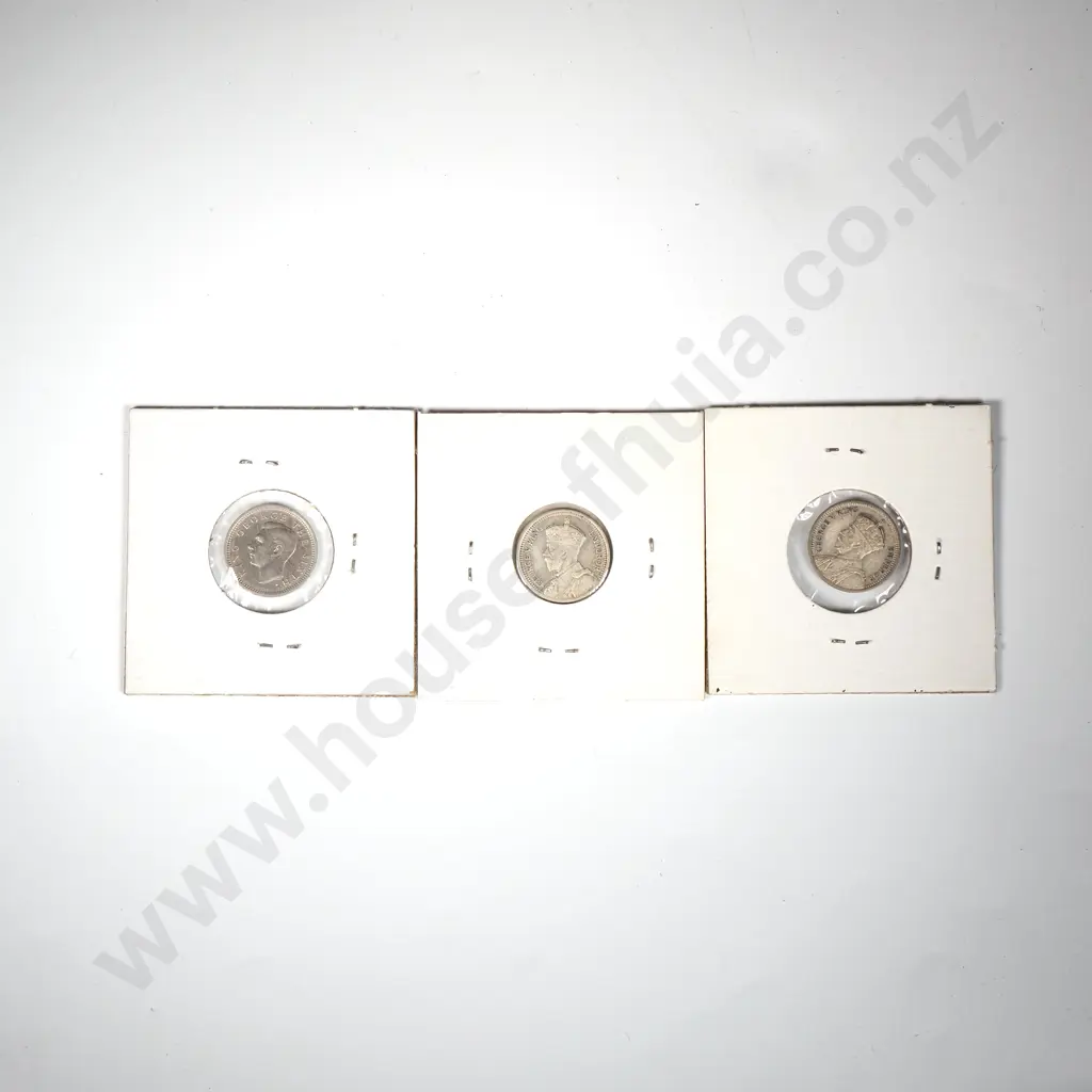 Three Carded New Zealand Threepences  Image 1++