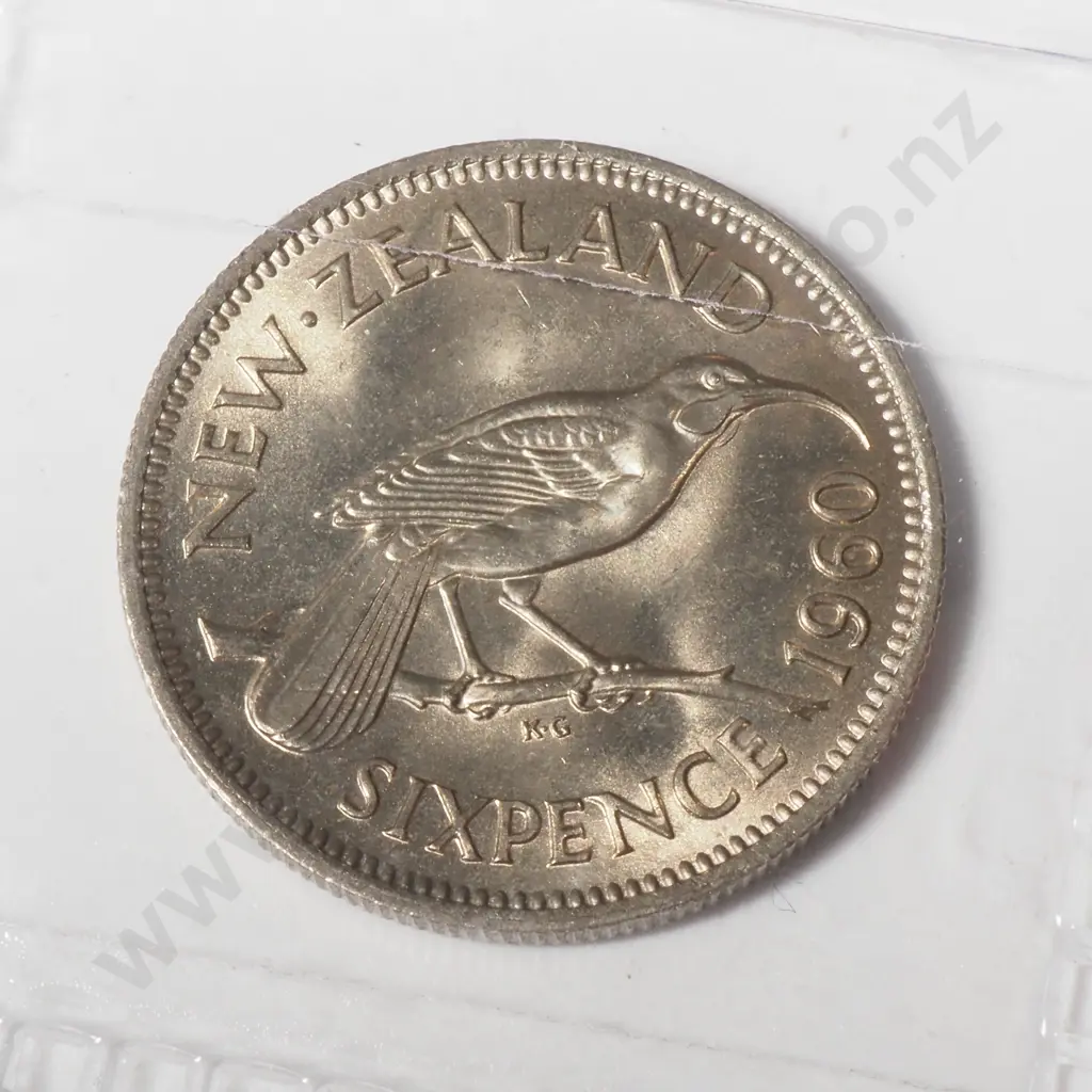 1960 New Zealand Ex Bank Roll Sixpences - Gem UNC - 10 Coins  Image 1++