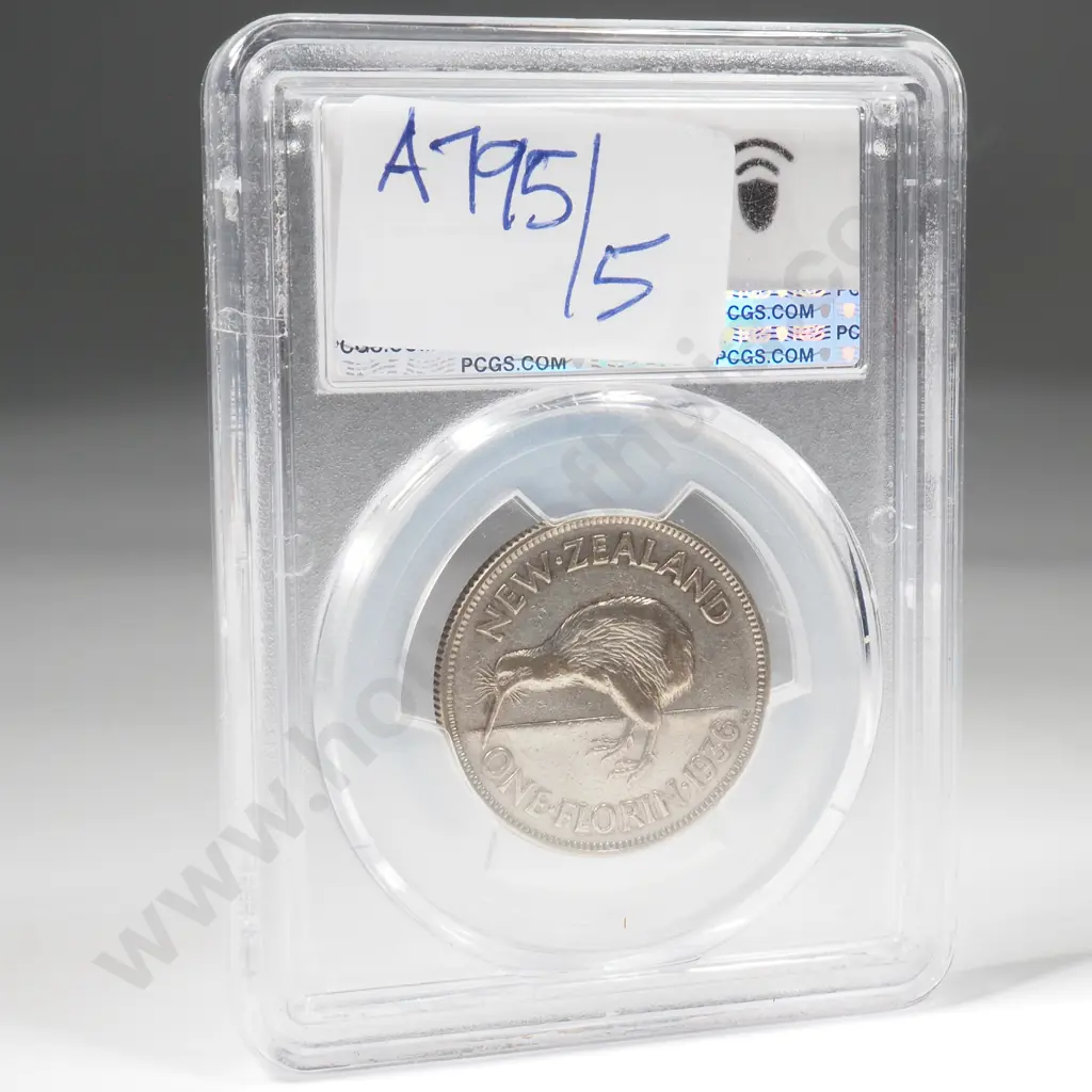 PCGS Slabbed 1936 New Zealand Florin - Cleaned - XF Detail  Image 1++