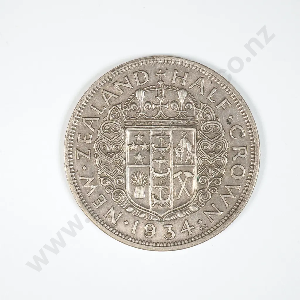 1934 New Zealand Half Crown - Better Grade  Image 1++