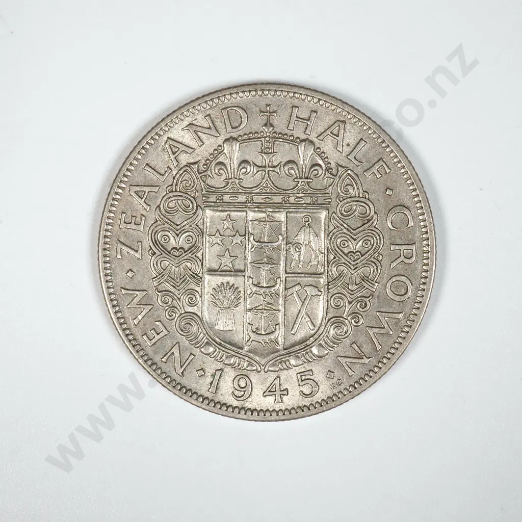 1945 New Zealand Half Crown - Better Grade Image 1++