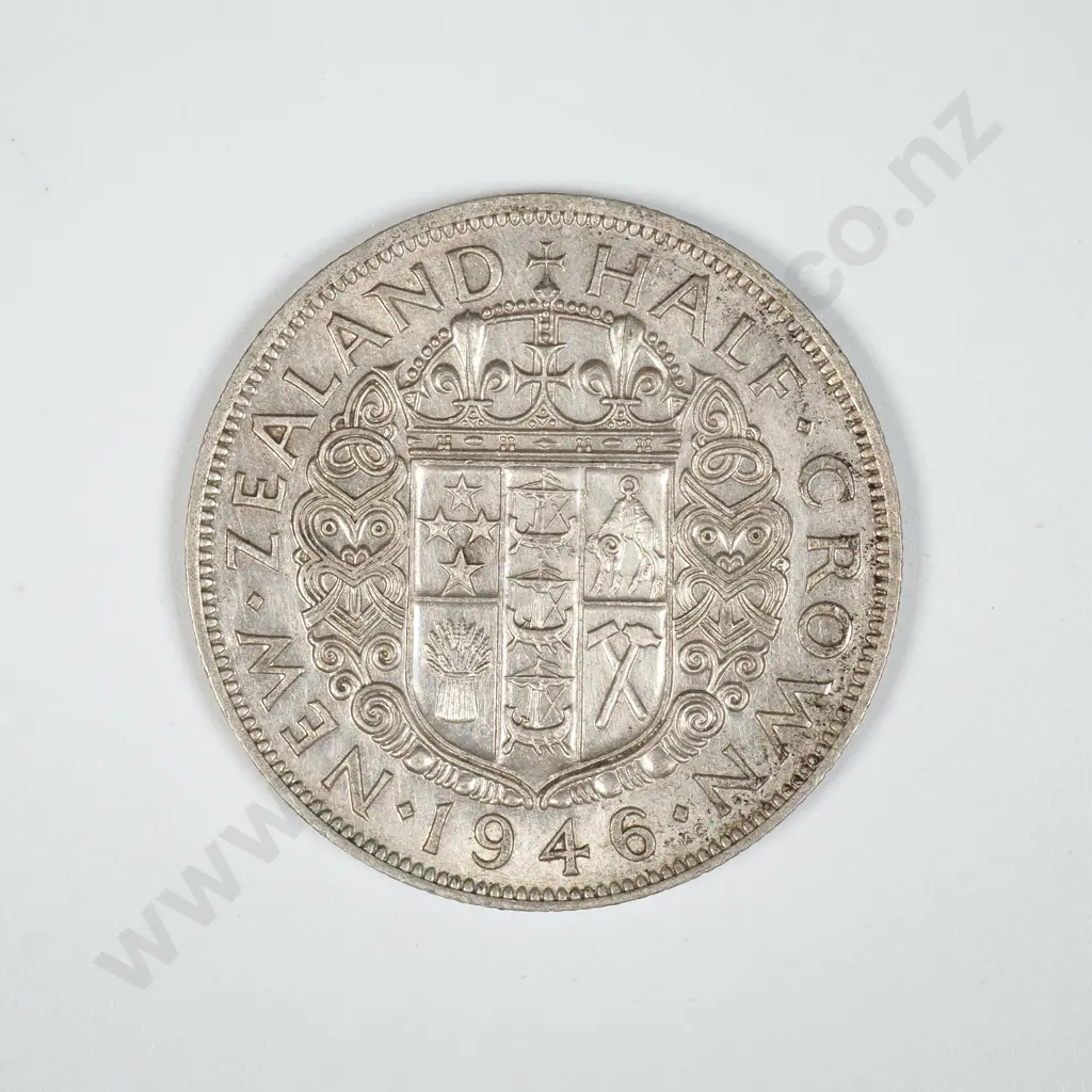 1946 New Zealand Half Crown - Better Grade	 Image 1++