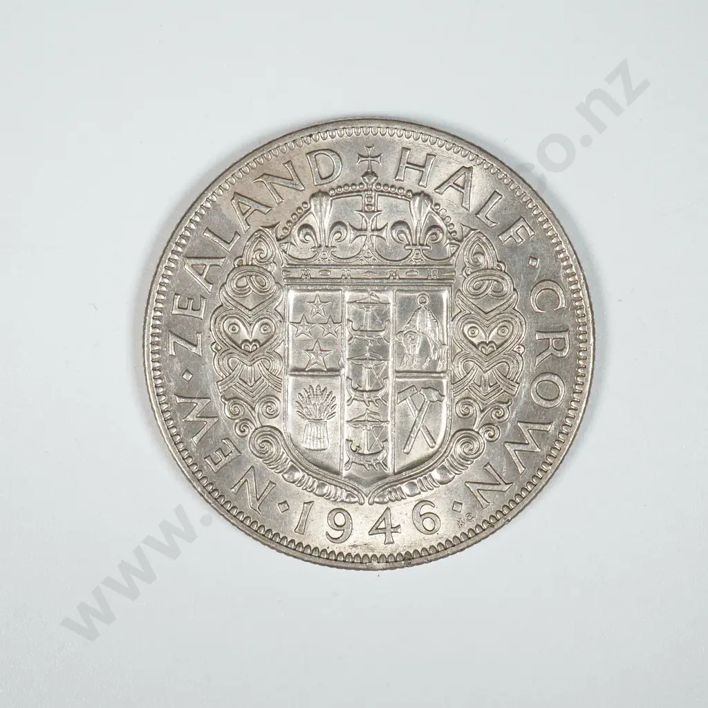 1946 New Zealand Half Crown - Better Grade  Image 1++