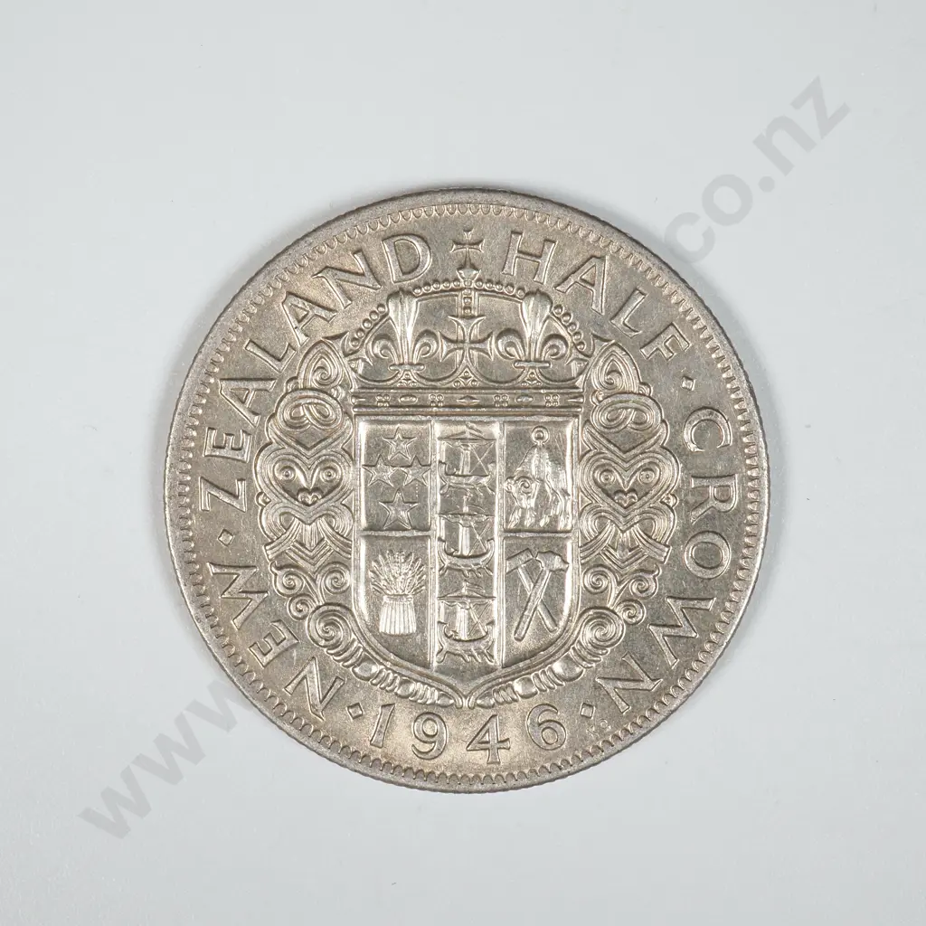 1946 New Zealand Half Crown - Better Grade  Image 1++