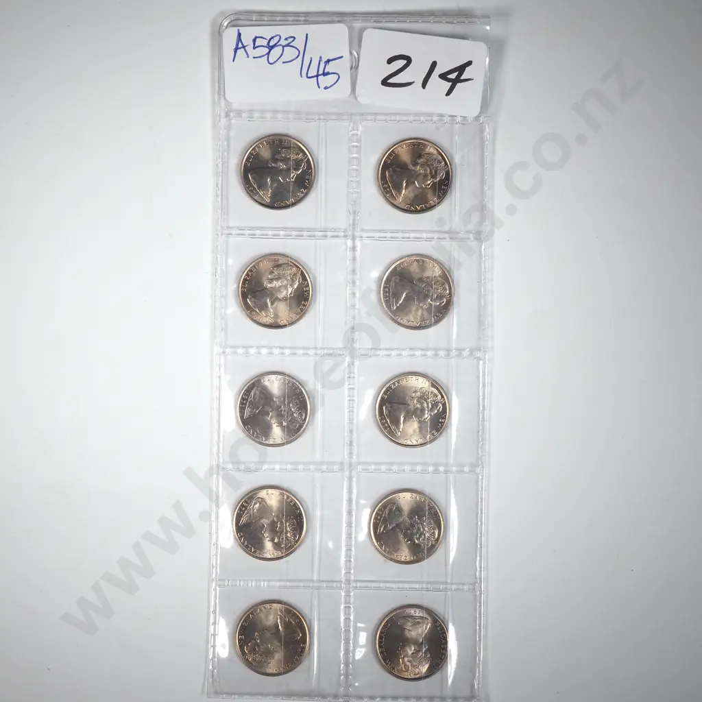 1971 New Zealand Five Cent - Gem UNC - 10 Coins - Rare Circulation Issue  Image 1++
