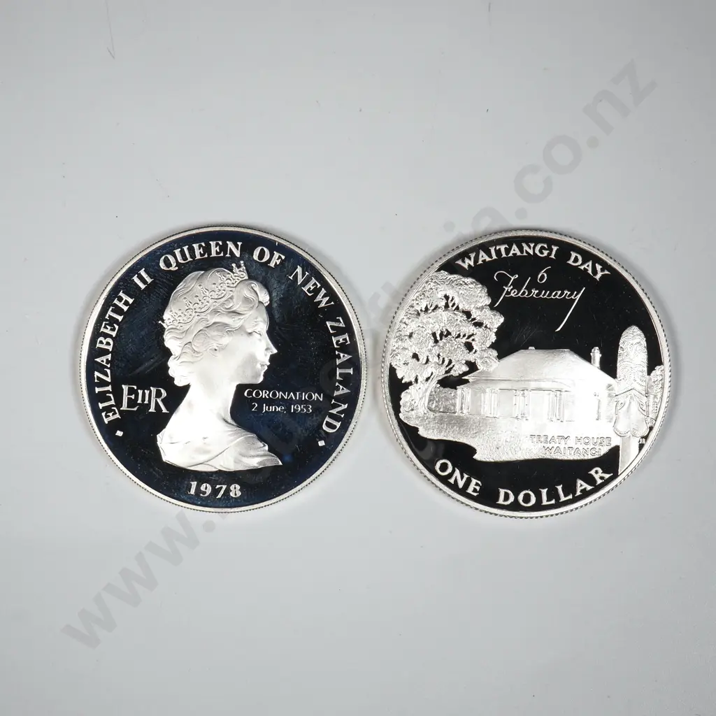 1978 & 1977 New Zealand Silver One Dollar Proof Coins - Uncased  Image 1++