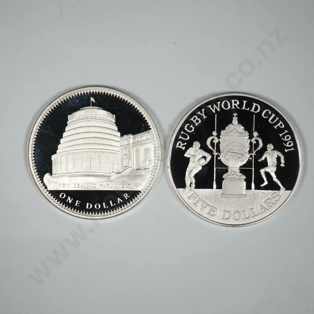 1991 & 1978 New Zealand Silver One Dollar Proof Coins - Uncased  Image 1++