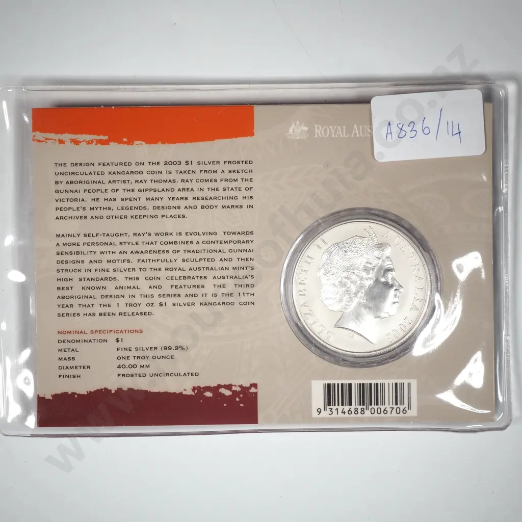 2003 Silver Kangaroo One Ounce Silver Coin  Image 1++