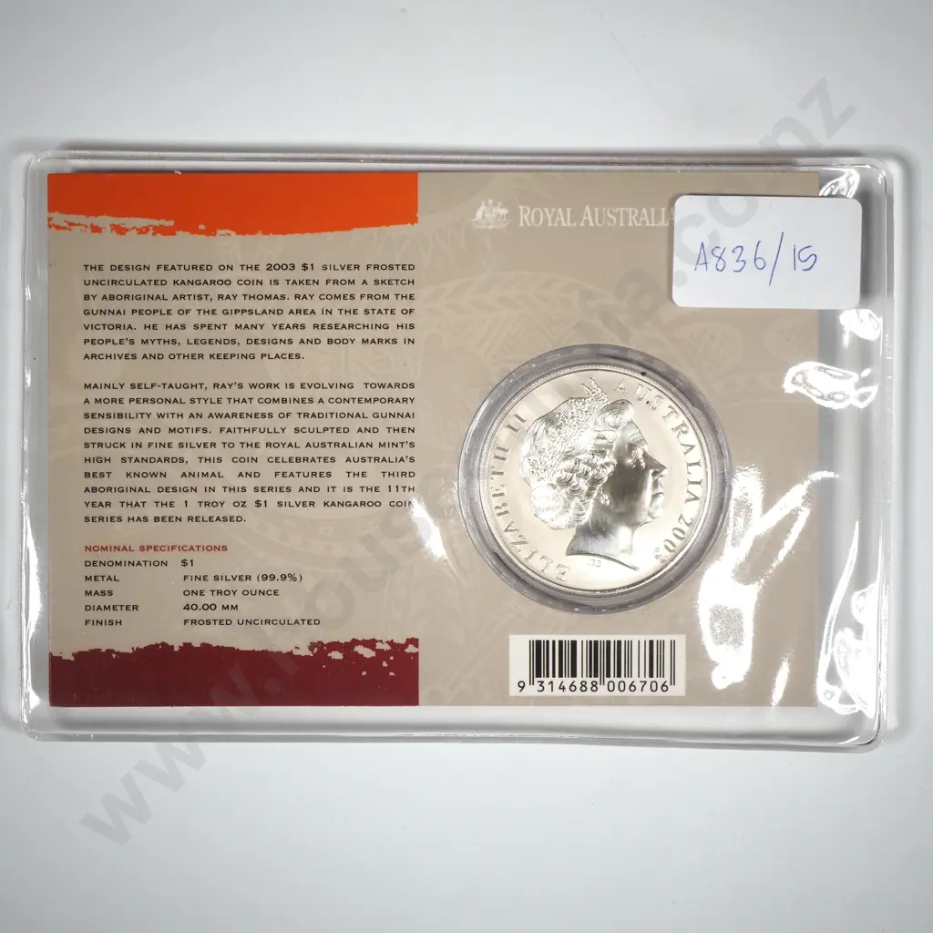 2003 Silver Kangaroo One Ounce Silver Coin  Image 1++