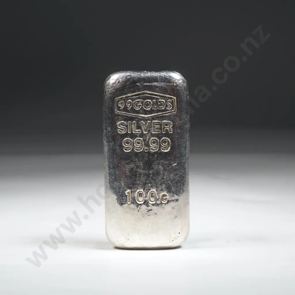 100 Gram Silver "99Golds" Bar  Image 1++