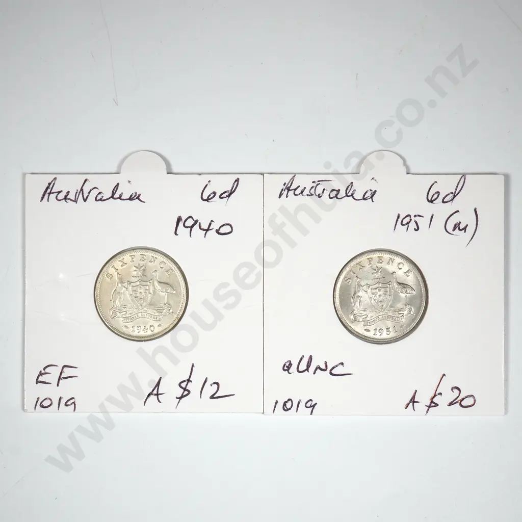 Two Australia Carded Sixpences - Better Grades  Image 1++