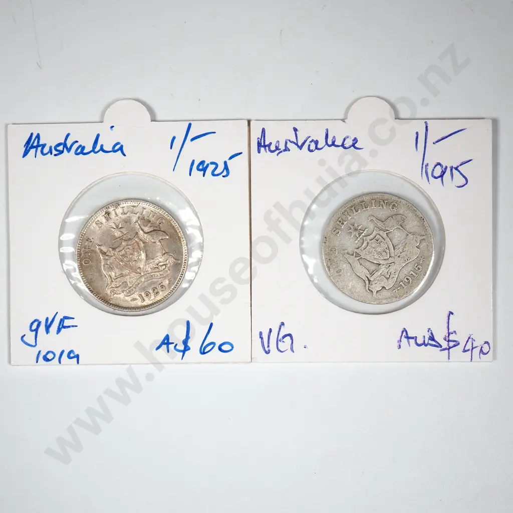 Two carded Silver Australia Shillings  Image 1++