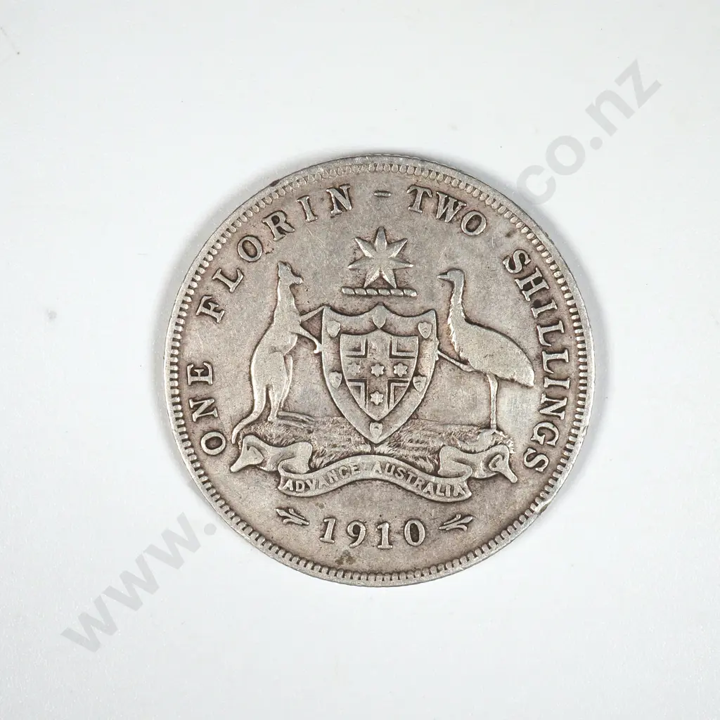1910 Australia One Florin Coin  Image 1++