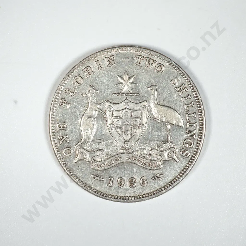 1936 Australia One Florin Coin  Image 1++