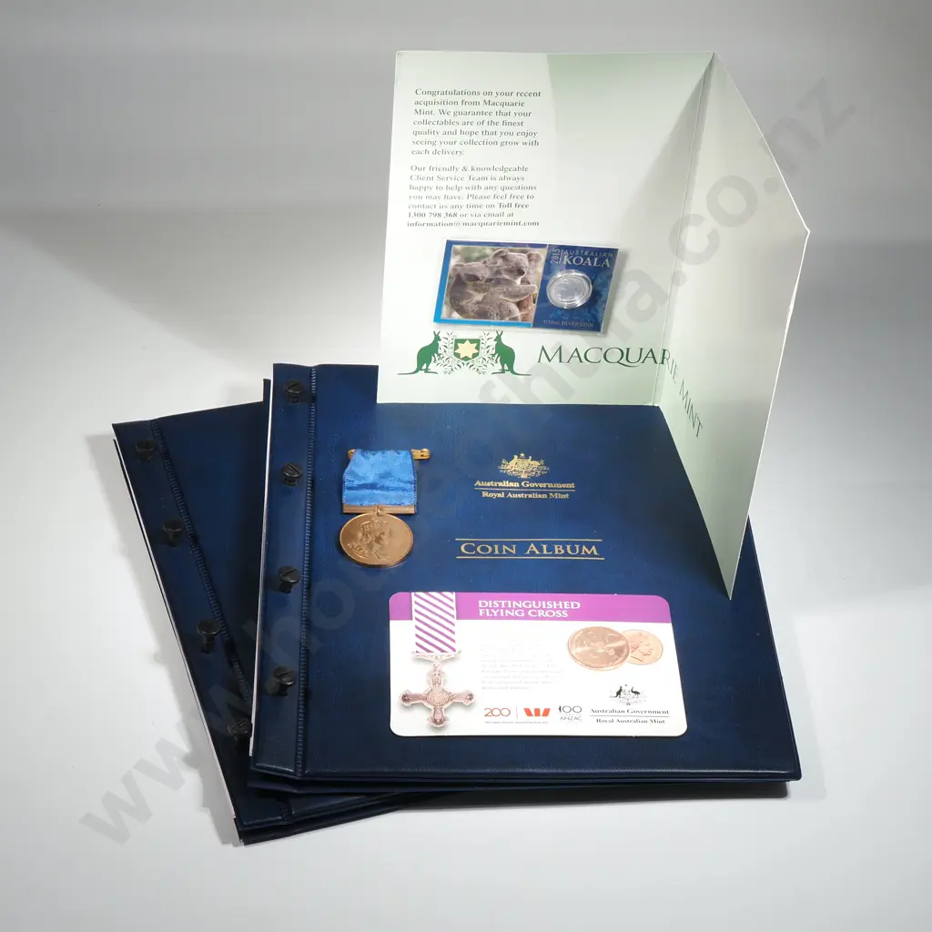 Two Coin Albums w Some Australian & New Zealand Coins & Two UNC Coins Image 1++