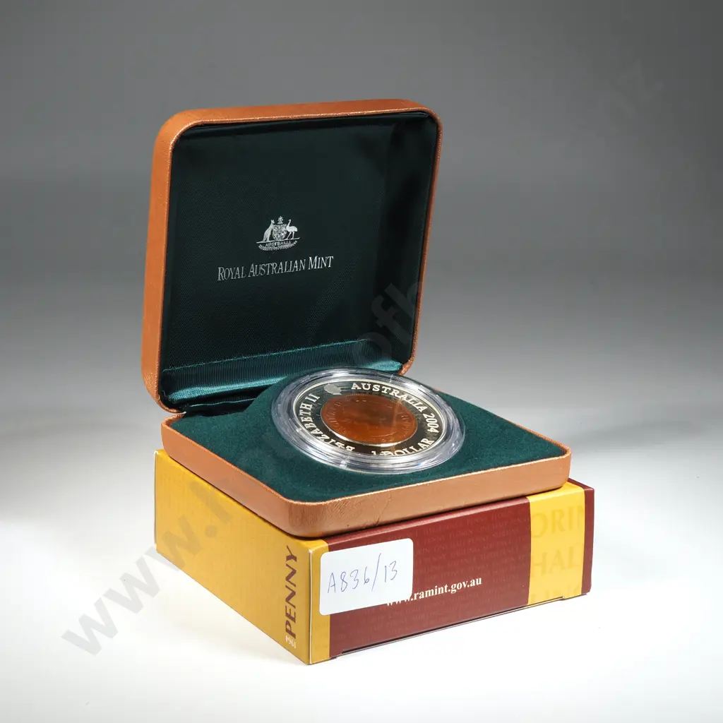 2004 Australia Penny $1 Proof Coin w .999 Silver Outer  Image 1++