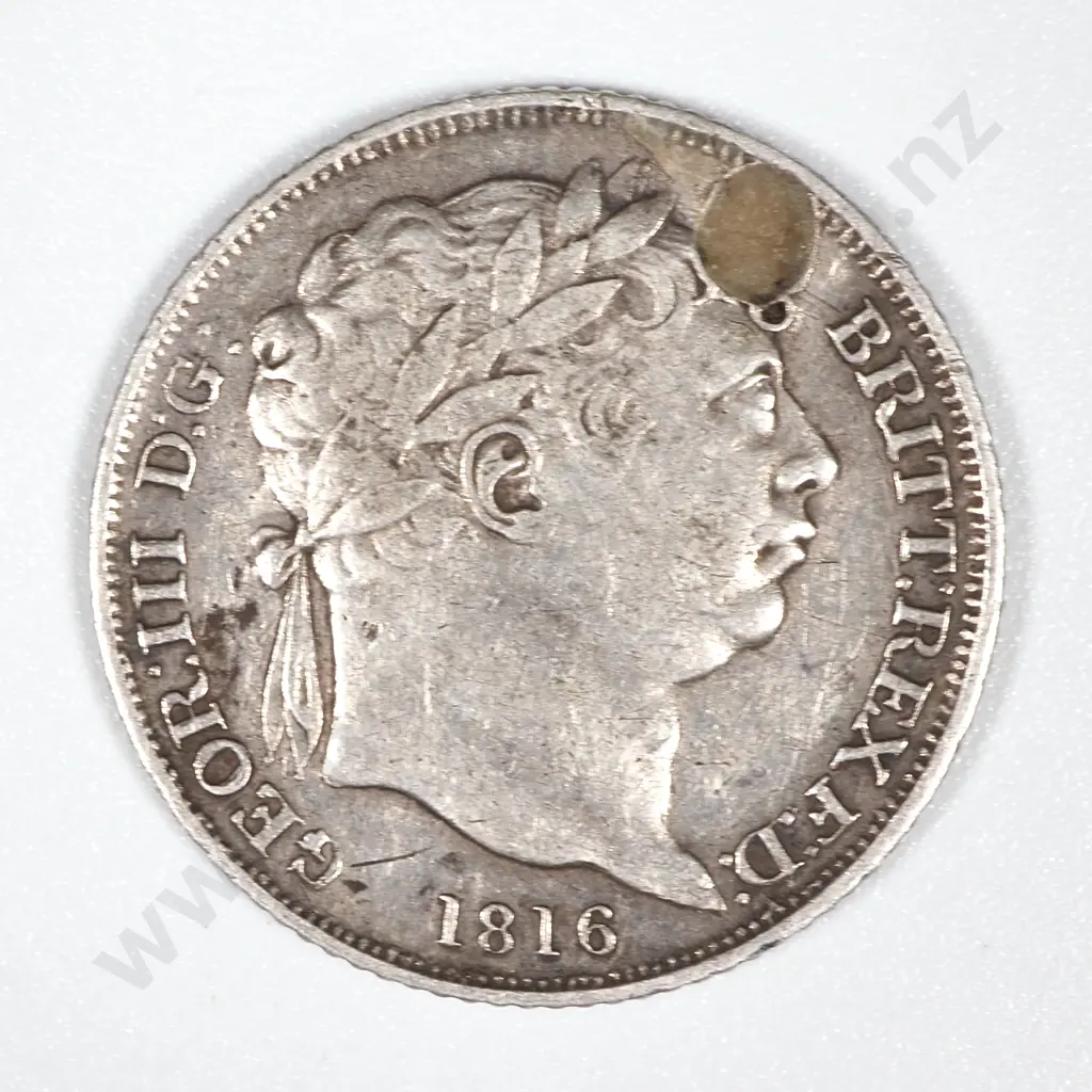 1816 United Kingdom Six Pence - Nice Details - Holed Image 1++