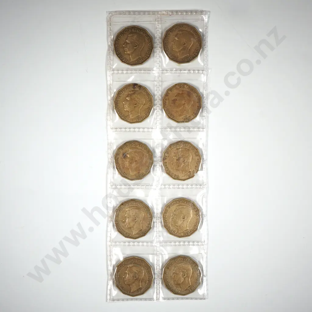10 1951 United Kingdom Threepence Coins - Semi Scarce Date  Image 1++