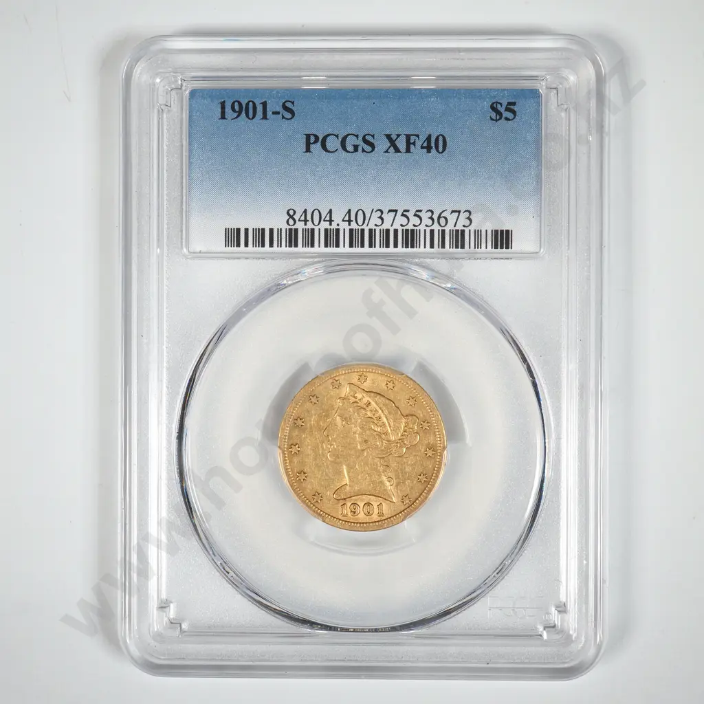 1901-S United States of America Five Dollar Gold Coin - PCGS Graded XF40  Image 1++