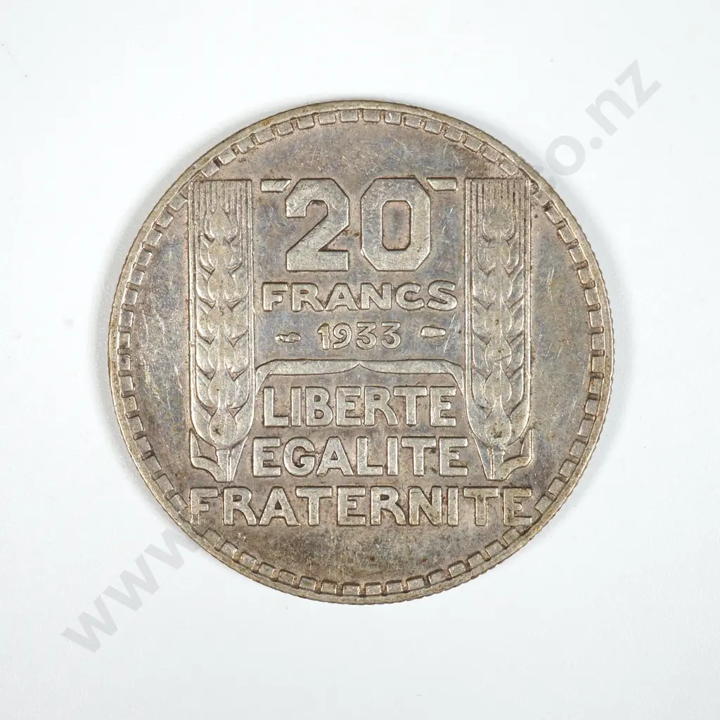 1933 France 20 Francs 20 Grams .68 Silver  Image 1++