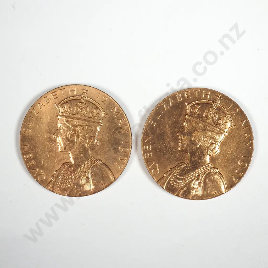 Two 1937 Bronze Coronation Medals  Image 1++