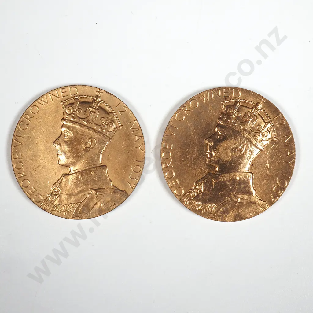 Two 1937 Bronze Coronation Medals  Image 1++