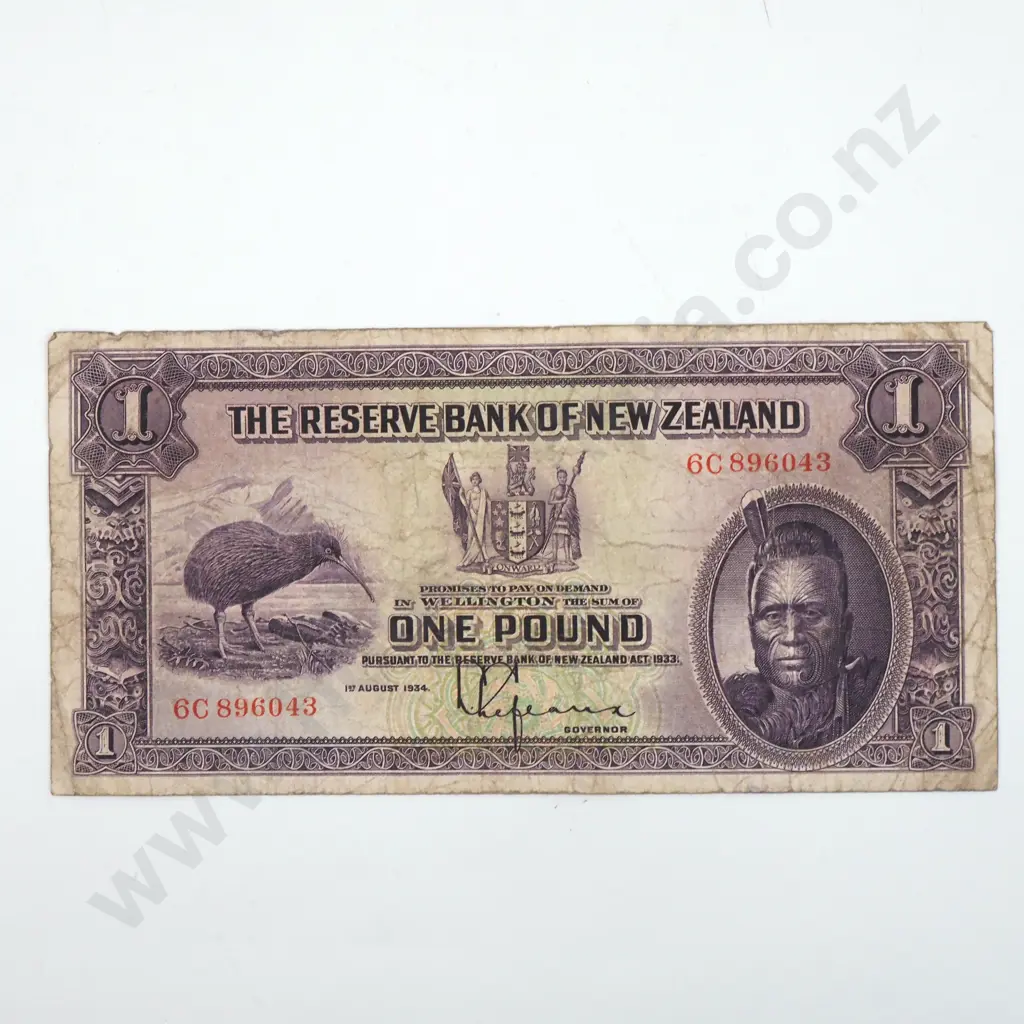 New Zealand One Pound Lefeaux - Heavily Circulated Condition  Image 1++