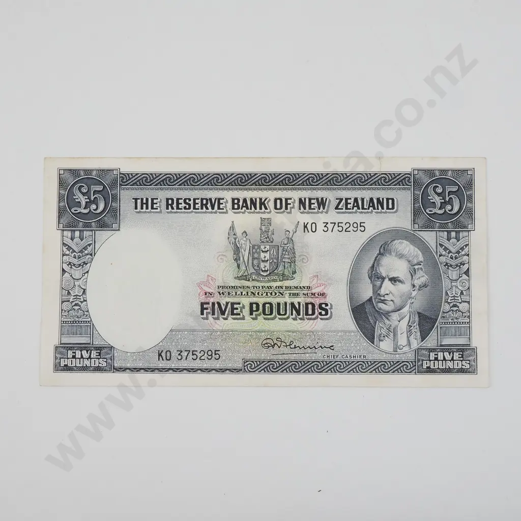 New Zealand Five Pound Fleming Banknote - Better Grade  Image 1++