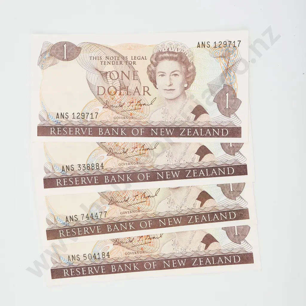 Four AUNC Brash One Dollar Banknotes - Last Prefix  Image 1++