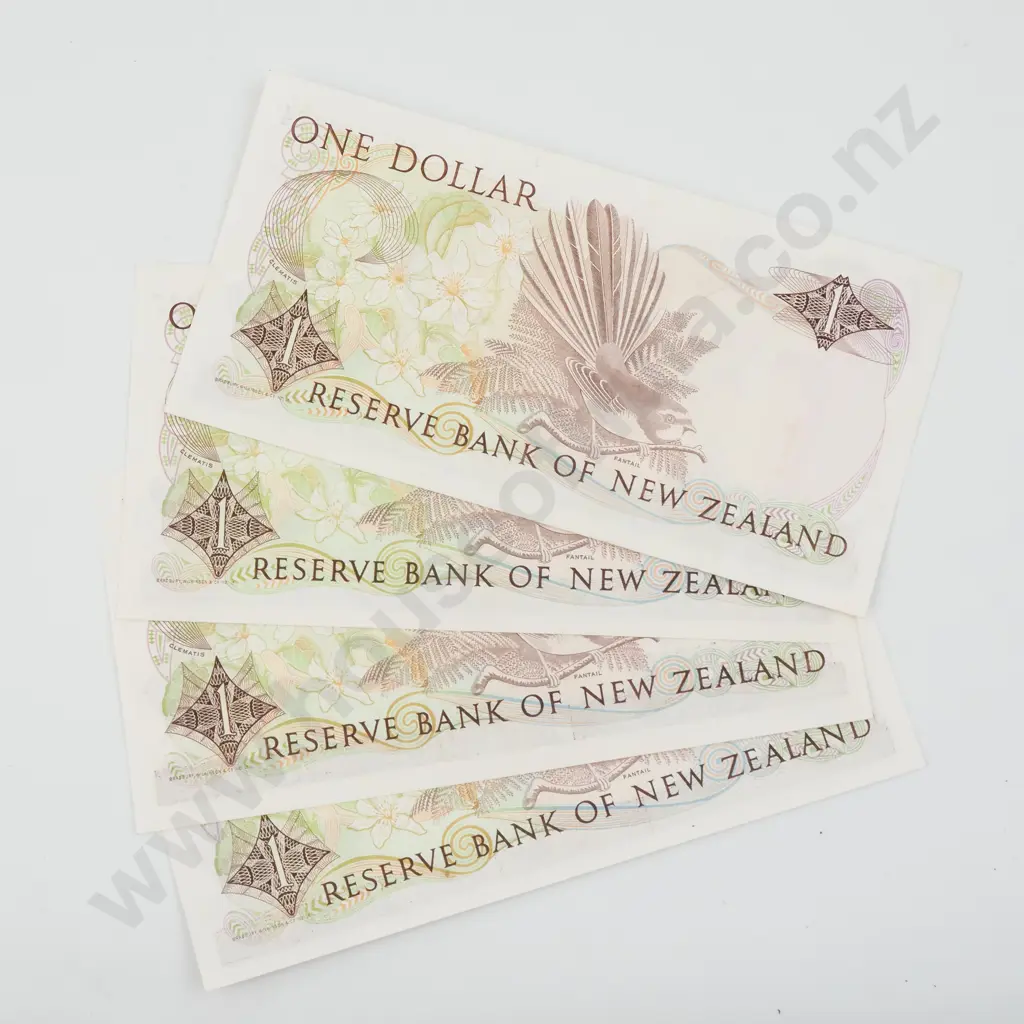 Four AUNC Brash One Dollar Banknotes - Last Prefix  Image 1++