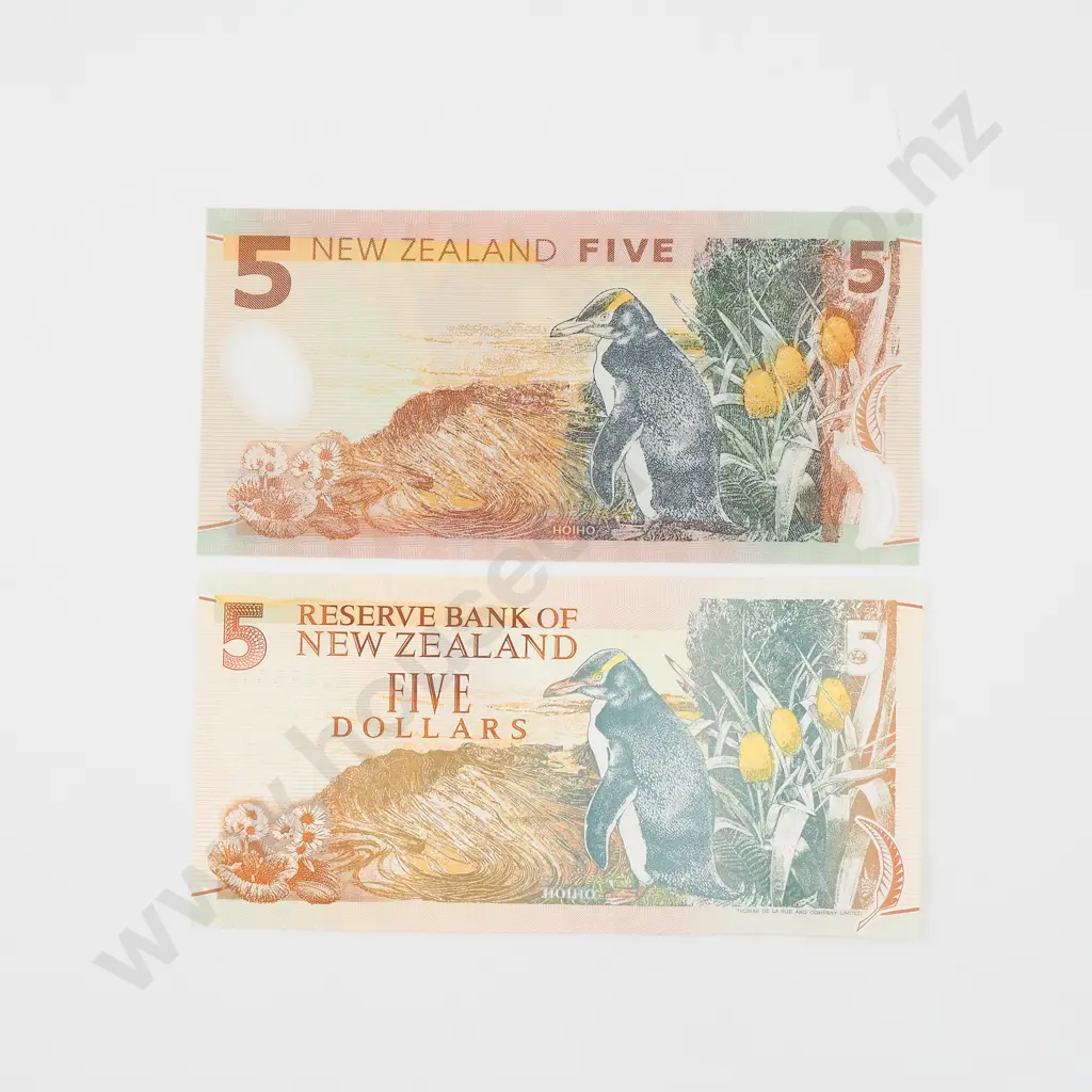 Two Brash Five Dollar Banknotes - 1 Polymer & 1 Paper - AUNC Image 1++