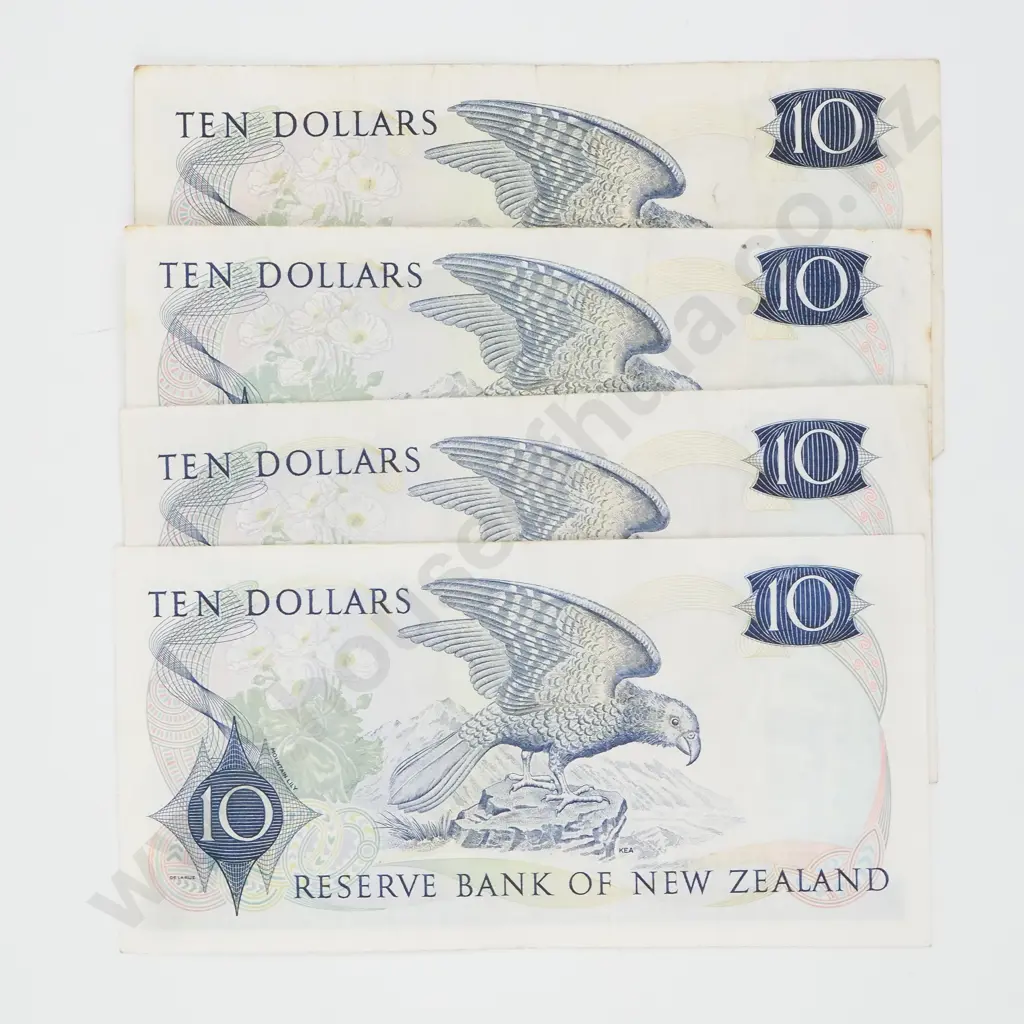 Four New Zealand Ten Dollar Wilks Banknotes  Image 1++