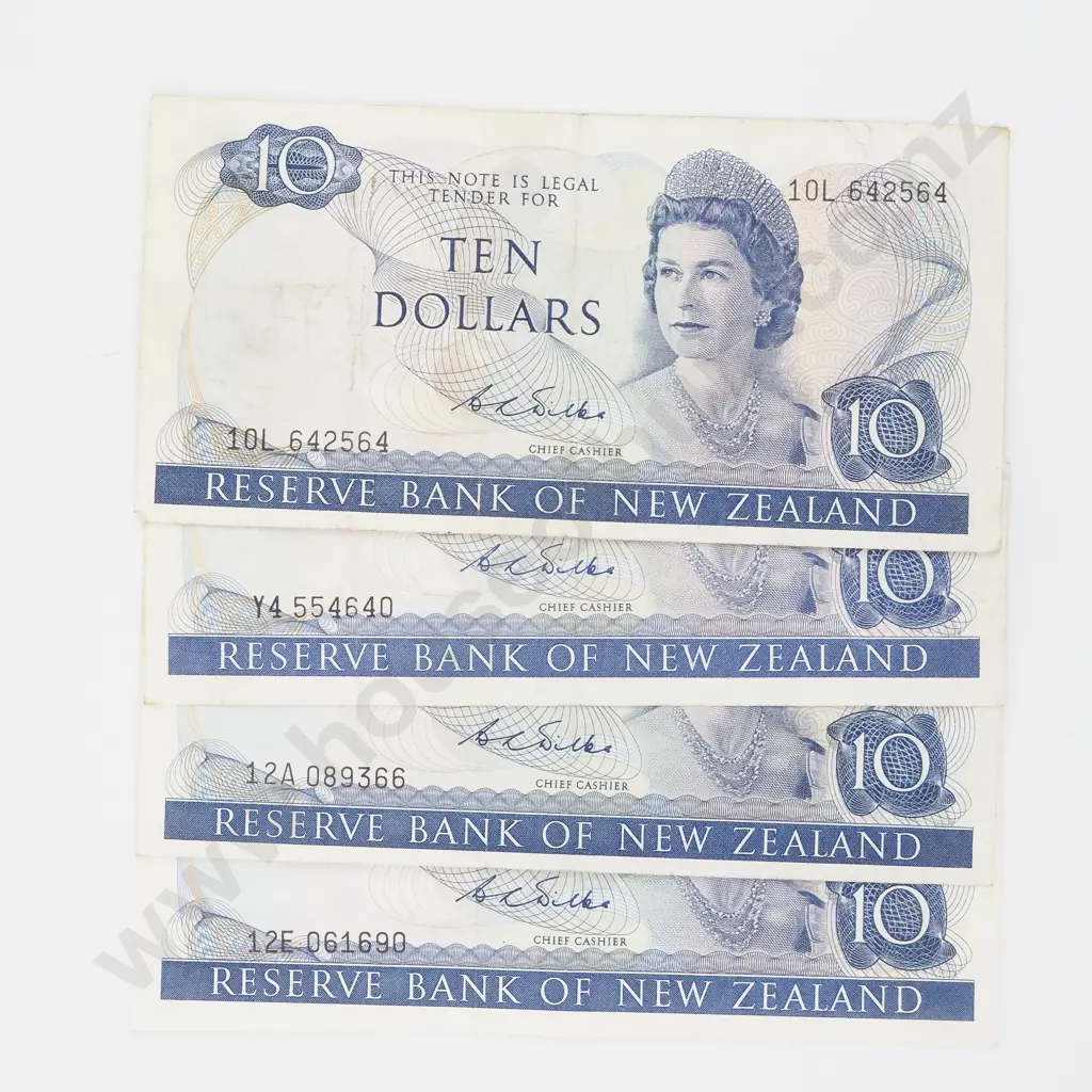 Four New Zealand Ten Dollar Wilks Banknotes  Image 1++