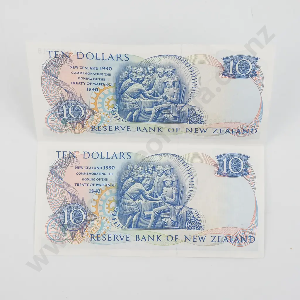 Three Uncut Pairs of 1990 Brash 10 Dollar Banknotes - Cut from larger presentation sheet  Image 1++