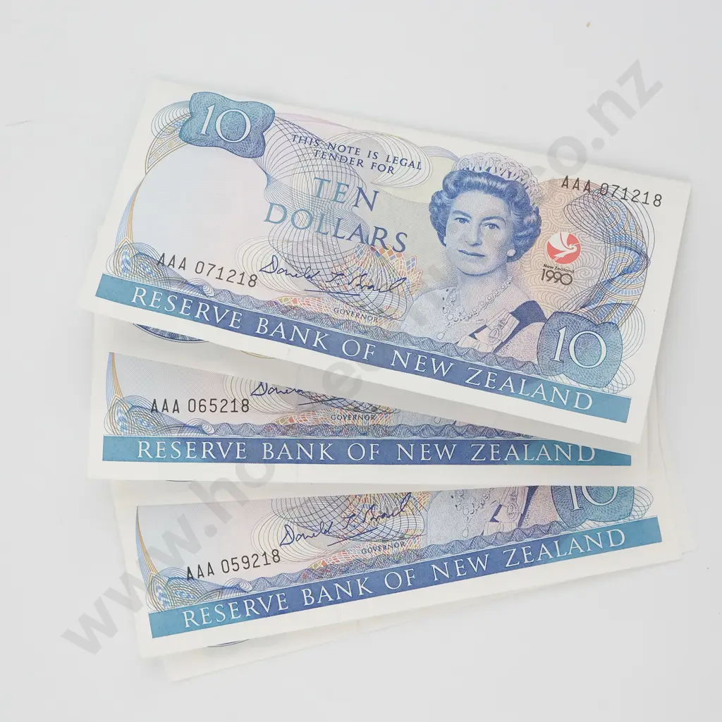 Three Uncut Pairs of 1990 Brash 10 Dollar Banknotes - Cut from larger presentation sheet  Image 1++
