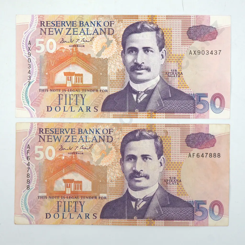 Two Brash Fifty Dollar Banknotes AUNC  Image 1++