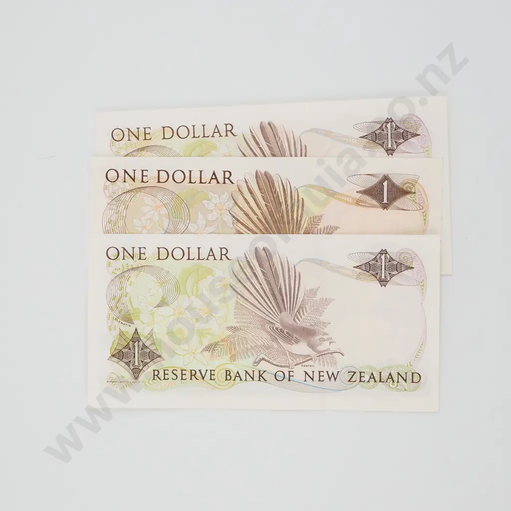 Three New Zealand Hardie One Dollar Banknotes - Two Star & One Not  Image 1++