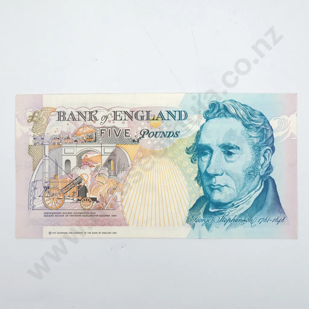 1990 United Kingdom Five Pound Banknote  Image 1++
