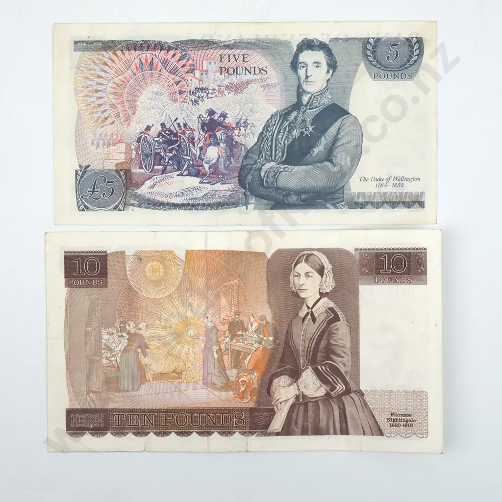United Kingdom Five & Ten Pound Banknotes  Image 1++