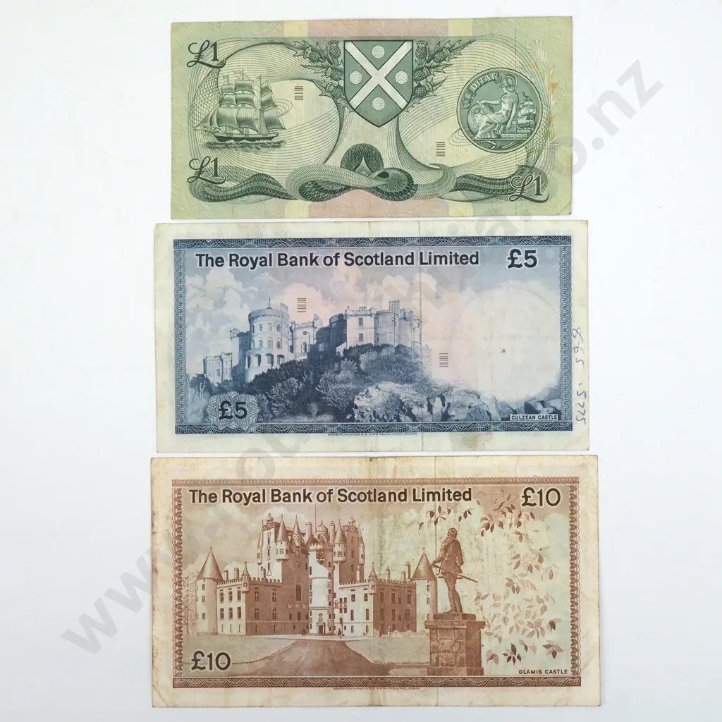 1/ 5 / 10 Pound Royal bank of Scotland Vintage Banknotes  Image 1++