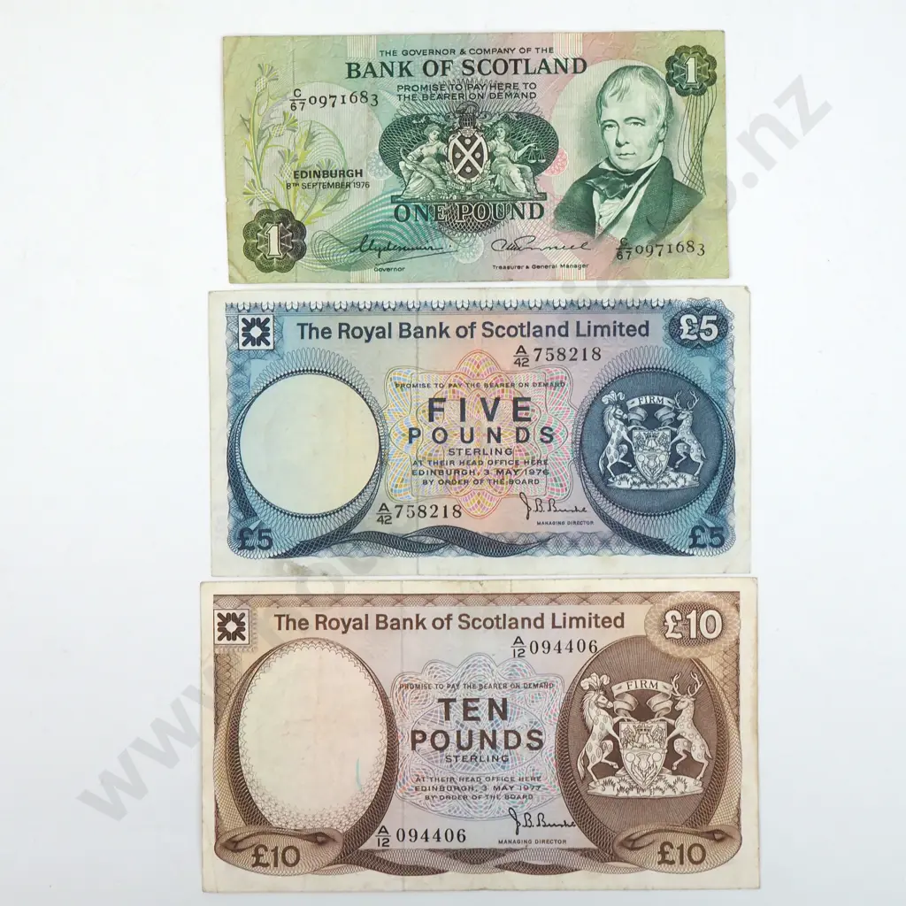 1/ 5 / 10 Pound Royal bank of Scotland Vintage Banknotes  Image 1++