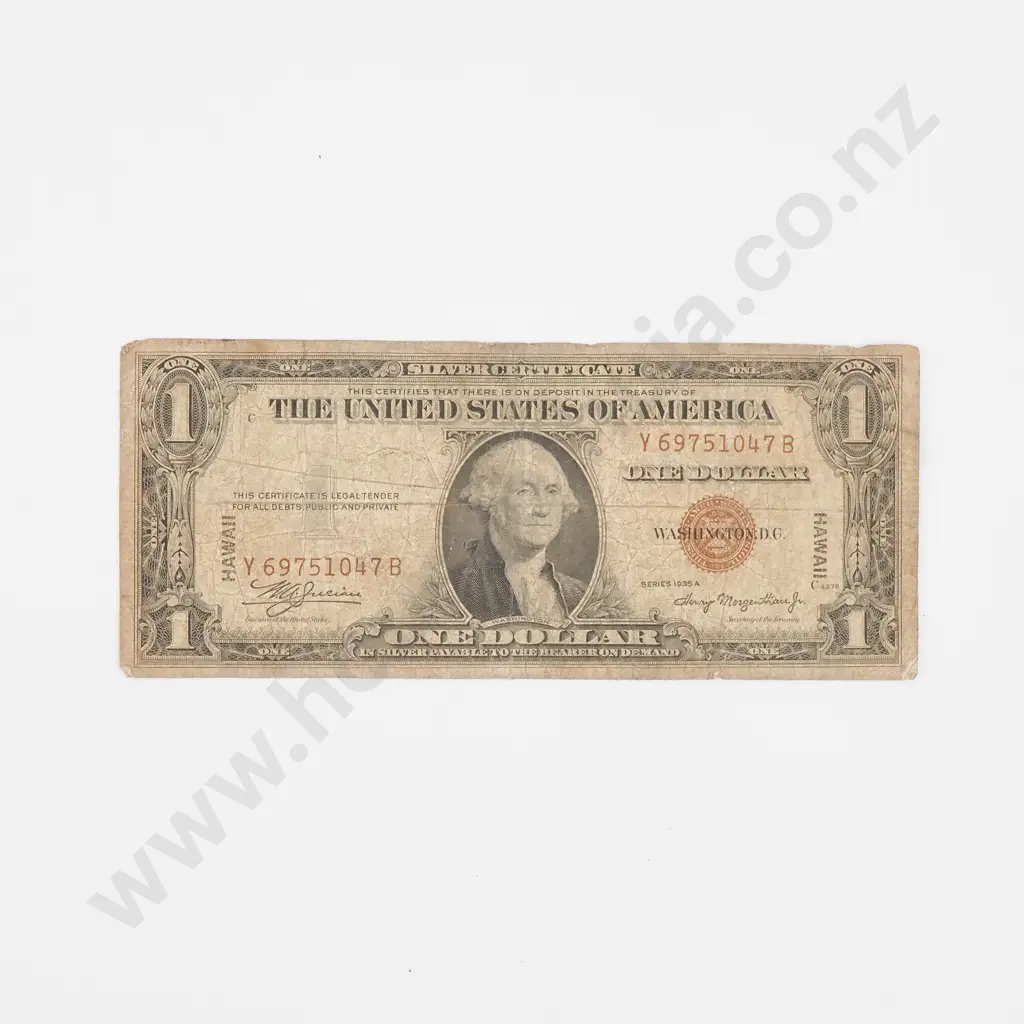 WW2 Overprint United States of America One Dollar Hawaii Banknote  Image 1++