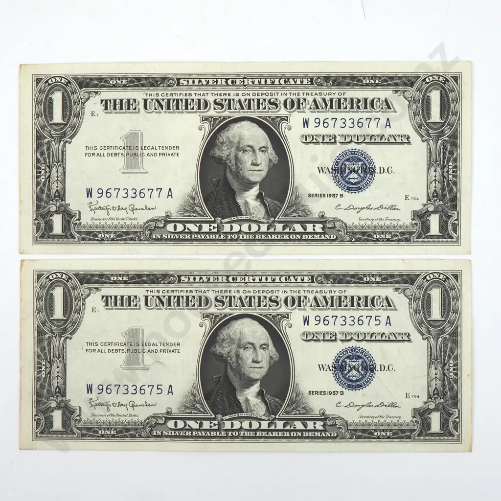 United States of America 1957 Series Almost Consecutive One Dollar Banknotes  Image 1++