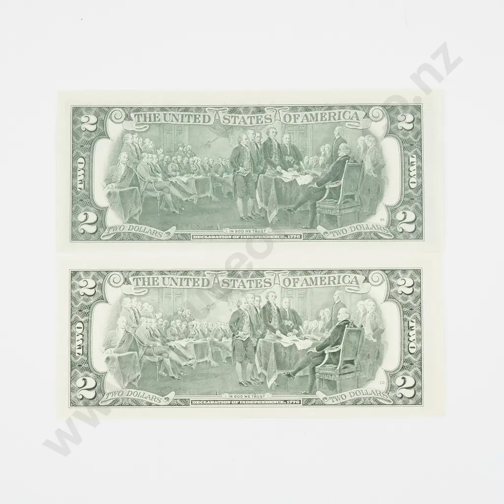 Two United States of America Two Dollar Banknotes Image 1++