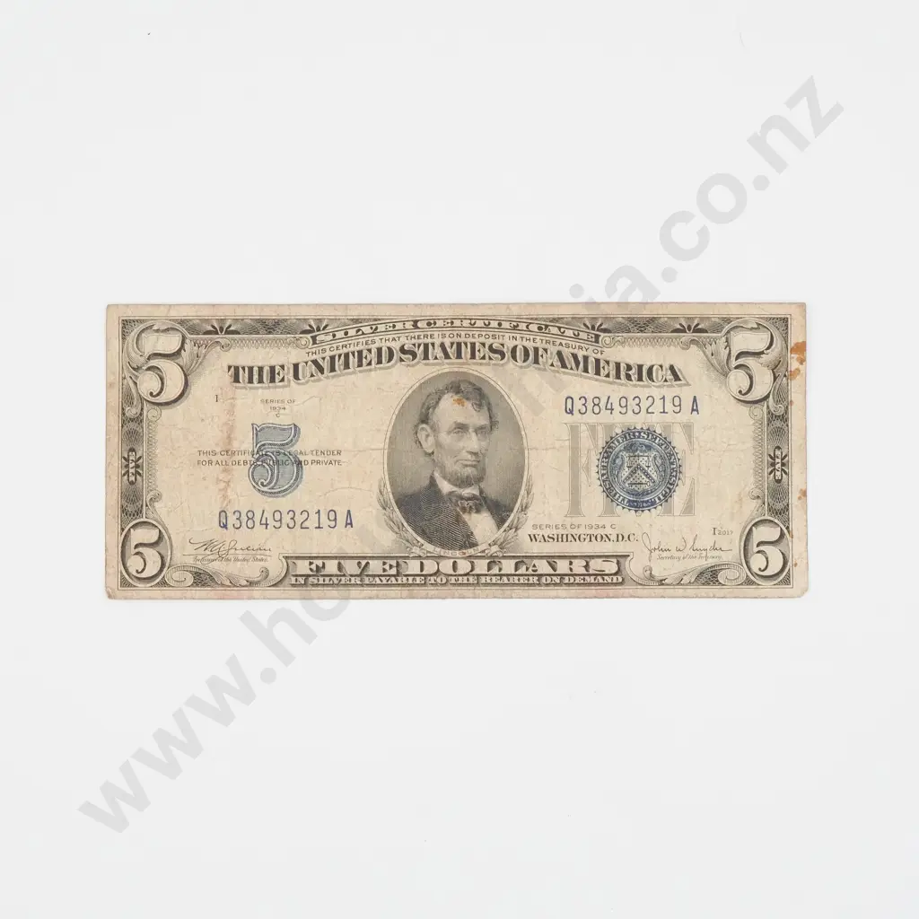United States of America Five Dollar Banknote - 1934 Series  Image 1++