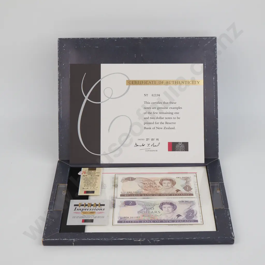 1991 Final Impressions - Final One & Two Dollar Notes to be Printed for the RBNZ Image 1++