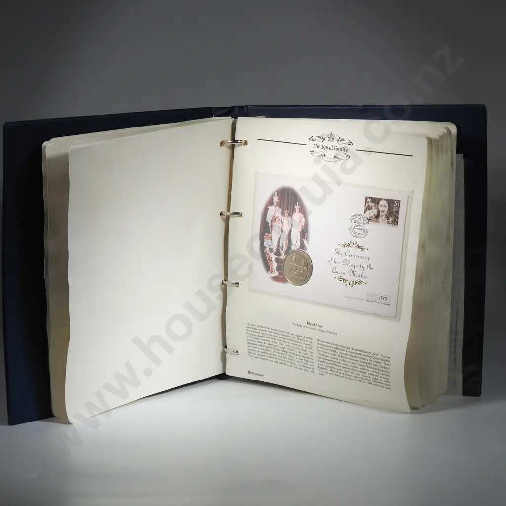 Queen Mother "Lady fo the Century" Stamp & Coin Collection w 13 Crown Size Coins  Image 1++