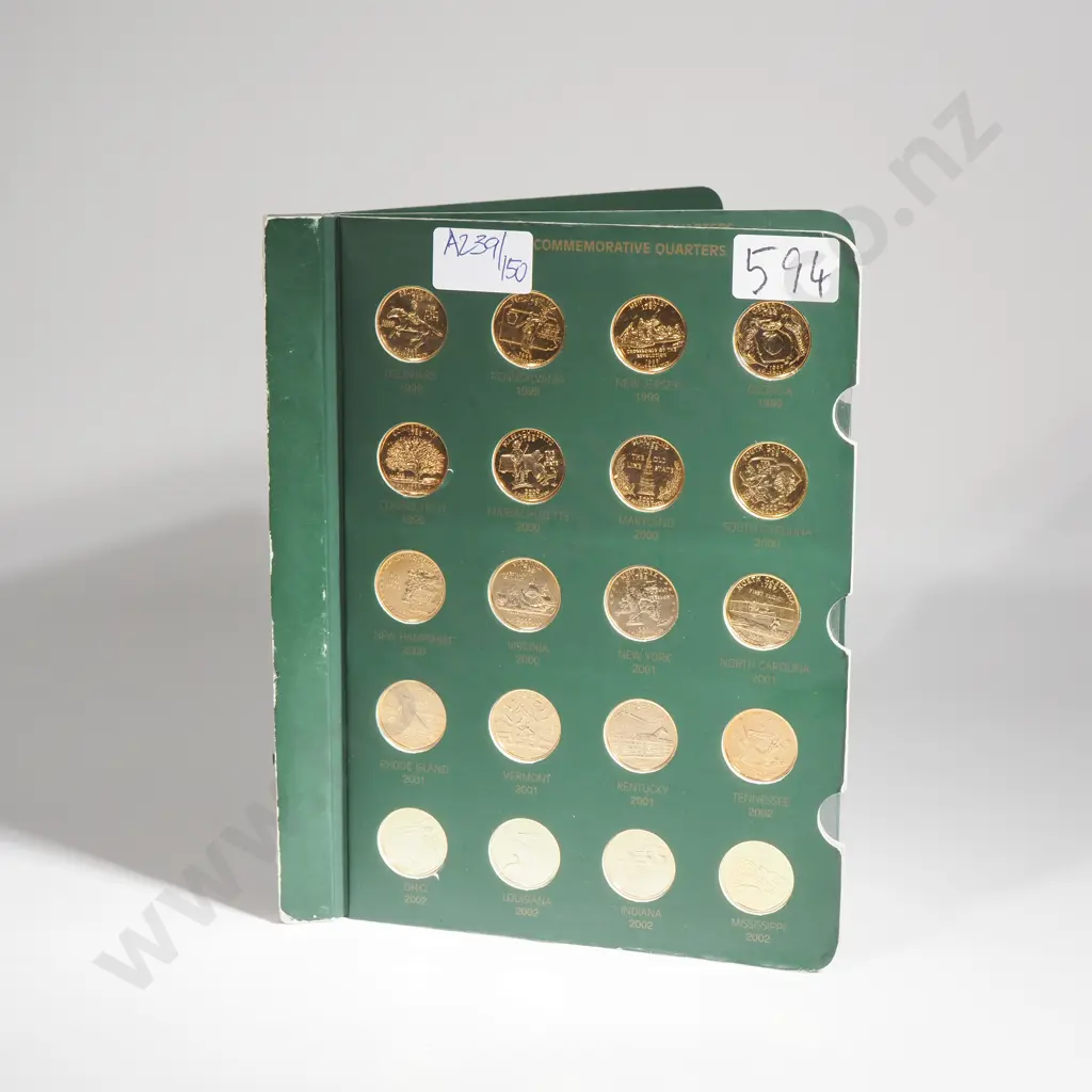 Album of Gold Plated USA State Quarters - Complete Set of 50 States Plus 6 Territories  Image 1++