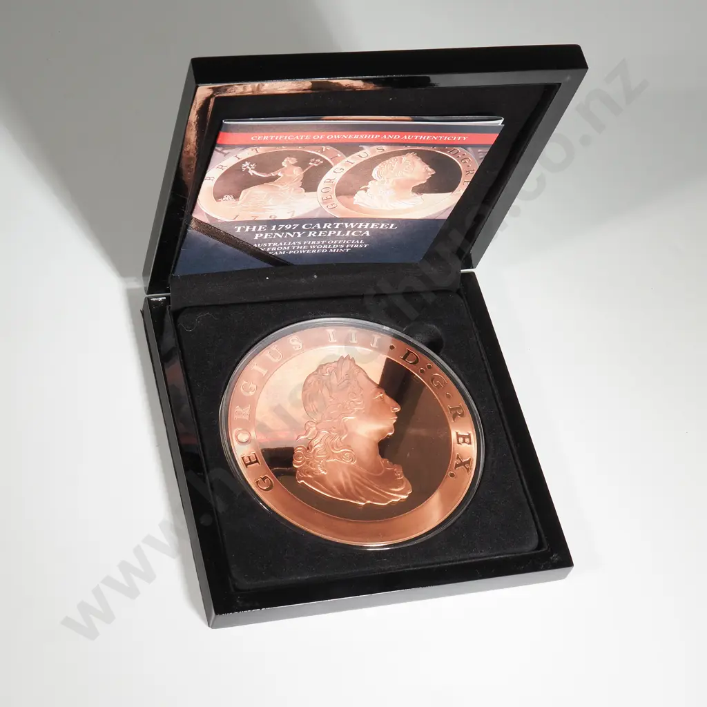 Oversize Cartwheel Penny Replica - Boxed & Cased Proof w Cert - 600 Grams Image 1++